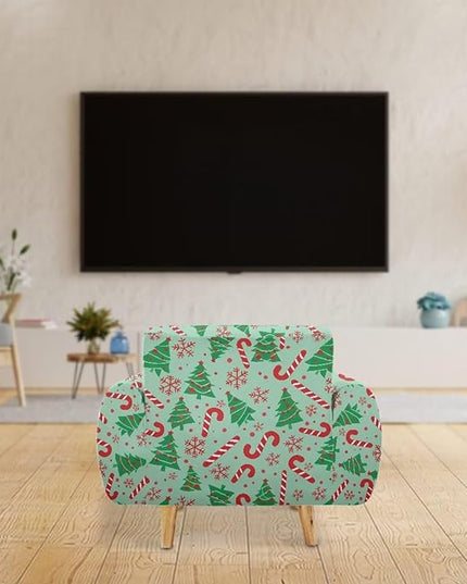 FKELYI Green Christmas Tree Sofa Slipcover Comfortable Sofa Couch Cover with Elastic Bottom Stretch Furniture Protector for Indoor S FKELYI