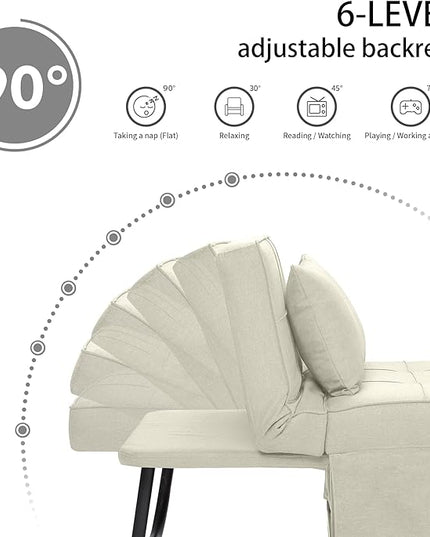 Sofa Bed, 4 in 1 Multi-Function Folding Ottoman Breathable Linen Couch Bed with Adjustable Backrest Modern Convertible Chair for Living Room Apartment Office, White - LeafyLoom