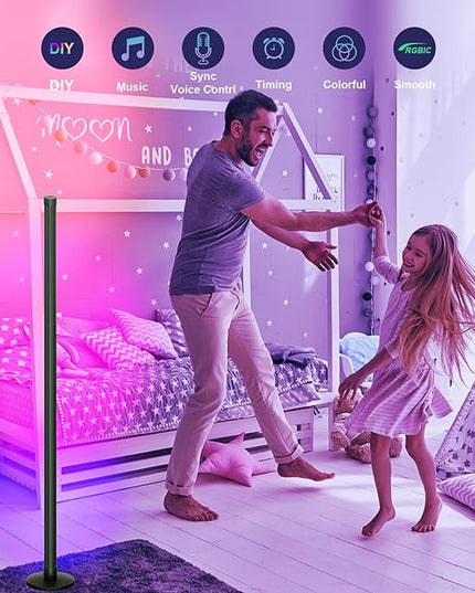 Led Floor Lamp,RGB Corner Lamp with App and Remote Control,Smart Modern Floor Lamp with 16 Million DIY Colors,DIY Modes and Music Sync,Standing Lamp for Bedroom,Living Room - LeafyLoom