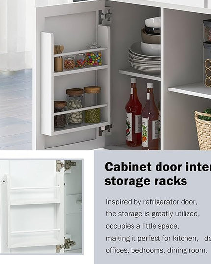Kitchen Island with Storage on Wheels,Rolling Kitchen Island Cart w/Drop Leaf Countertop,Portable Rolling Cart with 3 Drawers&Tower Rack for Kitchen Dinning Room - LeafyLoom