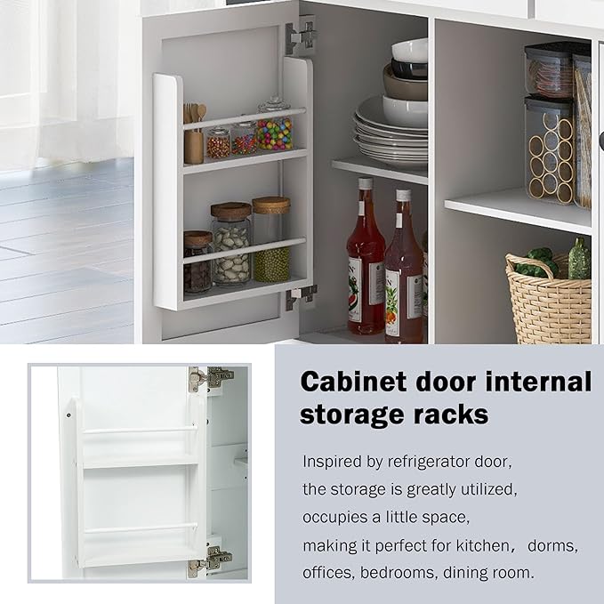 Kitchen Island with Storage on Wheels,Rolling Kitchen Island Cart w/Drop Leaf Countertop,Portable Rolling Cart with 3 Drawers&Tower Rack for Kitchen Dinning Room - LeafyLoom