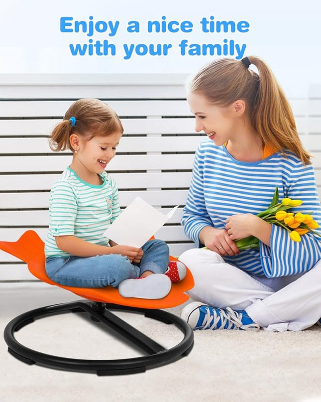 Swivel Chair for Kids, Kids Spinning Chair, Spin Sensory Chair Orange Wobble Stool for Kids Improving Physical Coordination Child Age 3+, Non-Slip Metal Base Ideal Companion for Autism Children - LeafyLoom