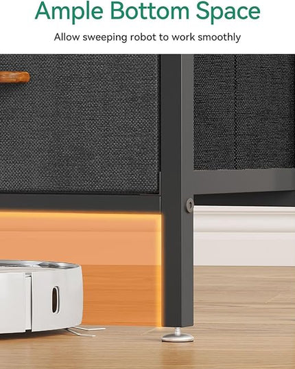 AODK Dresser with Charging Station, 52 Inches Tall Dresser for Bedroom with 11 Storage Drawers, Large Fabric Dressers for Living Room, Hallway, Dark Grey - LeafyLoom