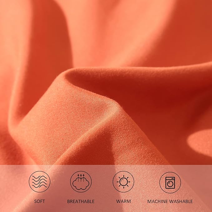 Terracotta Comforter King Size, Modern Burnt Orange Bedding Set, Cute Soft & Lightweight Chic Microfiber Bed Sets, 3 pcs-1 Comforter & 2 Pillowcases (104"x90") - LeafyLoom