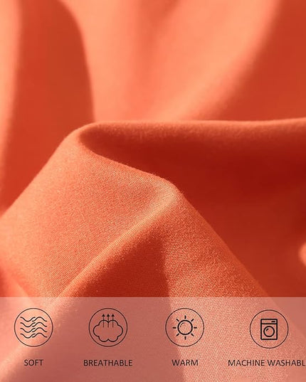 Terracotta Comforter for Queen Size Bed, Full Aesthetic Modern Burnt Orange Bedding Set for Women, Cute Soft & Lightweight Chic Microfiber Bed Sets, 3 pcs-1 Comforter & 2 Pillowcases (90“x90”) - LeafyLoom