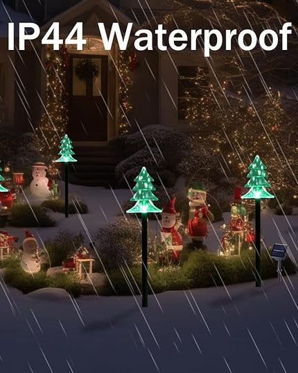 ILLUMINEW Christmas Solar Pathway Lights, Set of 5 Waterproof Landscape Christmas Lights, Stake Christmas Decorations, LED Lights for Yard Lawn Patio Walkway Decor (5PCS-Green-Tree) ILLUMINEW
