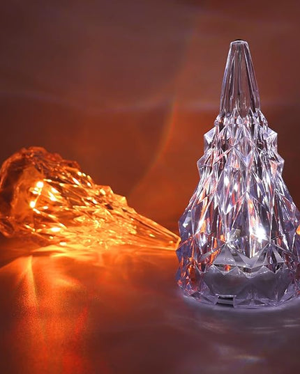 Iceberg Shape Crystal Lamp Table Night Light, Amber Yellow White 3 Colors Touch Control USB Rechargeable Small Bedside Lights Lovely Gifts for Home Bedroom Decor - LeafyLoom