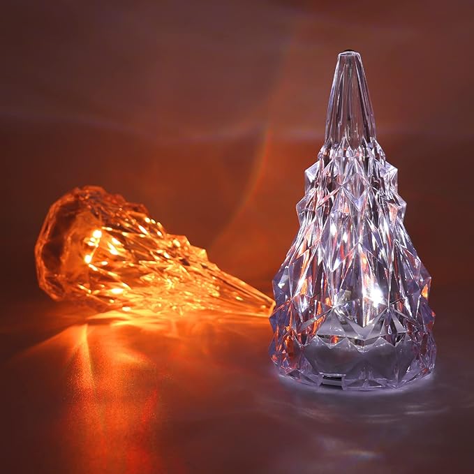 Iceberg Shape Crystal Lamp Table Night Light, Amber Yellow White 3 Colors Touch Control USB Rechargeable Small Bedside Lights Lovely Gifts for Home Bedroom Decor - LeafyLoom