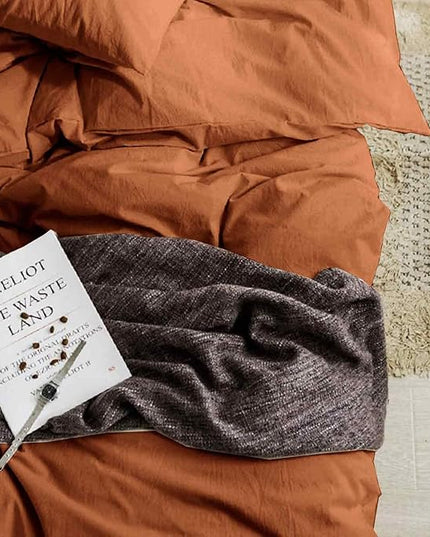 Burnt Orange Queen Comforter Set - 3 Piece Aesthetic Modern Terracotta Bedding Set - All Season Soft & Lightweight Microfiber Down Alternative Comforter Bed Set with 2 Pillow Shams for Women Men - LeafyLoom