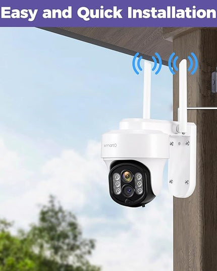 [WiFi 6 & 10X Zoom] XMARTO 10CH HD Auto Tracking PTZ Security Camera System Wireless Outdoor/Indoor, Dual-WiFi 4K NVR with 4X 6MP Home Cams, 1TB HDD (Plug-in 24/7 Surveillance, Auto WiFi-Relay) xmartO
