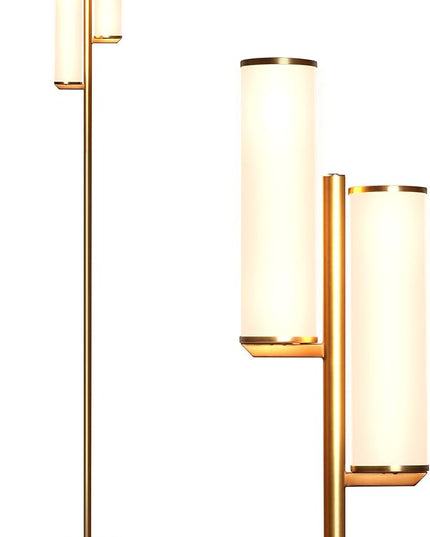 Brightech Gemini Floor Lamp, Dimmable Standing Lamp with Two Lights for Bedroom Reading, Modern Tall Tree Lamp for Offices, Mid-Century LED Lamp for Living Rooms, Great Living Room Decor - Gold/Brass - LeafyLoom