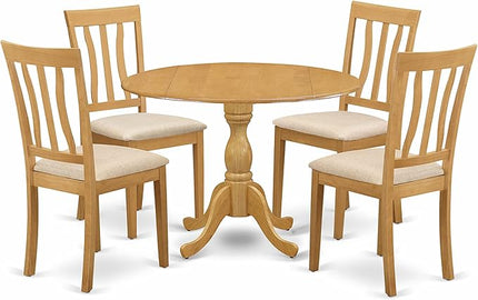 East West Furniture Dublin Kitchen Room Set, 42x42 Inch, DMAN5-OAK-C - LeafyLoom