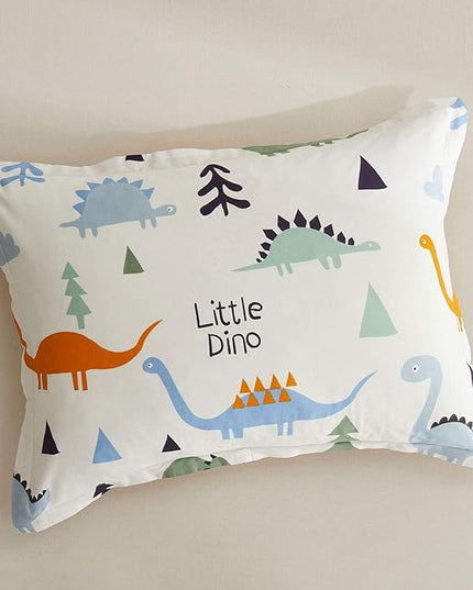 Joyreap 3pcs Cotton Comforter Set for Kids, Dinosaur Twin Size Cotton Bedding Comforter for Boys Girls, White n Orange Reversible Design, Soft n Cozy Comforter for All Season- 68x88 inches - LeafyLoom