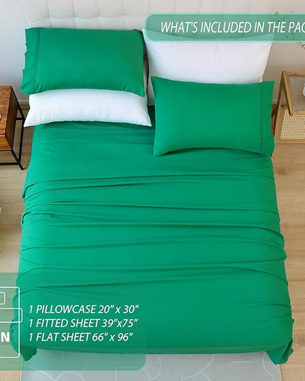 Twin Sheet Set - 3 Piece Soft Breathable Bed Sheets for Twin Size Bed, Extra Deep Pocket Lxuury Brushed Sheets, Cooling Hotel Bedding Sheets and Pillowcases, Wrinkle Free Oeko-Tex Sheets - LeafyLoom