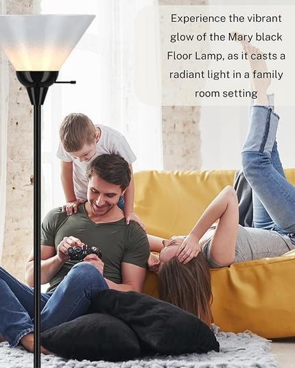 LIGHTACCENTS Black Floor Lamp with Opal White Cone Shade – Standing Lamp, Torch Floor Lamps for Living Room, Floor Lamp for Bedroom, Corner Floor Lamp Modern Floor Lamp Corner Lamp (Black Finish) - LeafyLoom