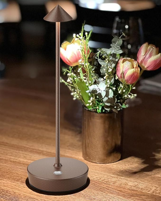 Cordless Table Lamps Rechargeable, 6000mAh Battery Operated LED Desk Lamp Outdoor Waterproof Portable Touch Dimmable Table Night Light for Patio Restaurant Dining Home Set of 2 Rust - LeafyLoom