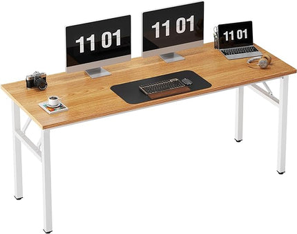 Need Computer Desk Office Desk 62 inches Folding Table with BIFMA Certification Conference Table Workstation,Teak White - LeafyLoom
