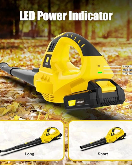 Leaf Blower Cordless,4.0 Ah 21V Handheld Electric Leaf Blower with Battery and Fast Charger, 2 Speed Mode, Lightweight Battery Powered Leaf Blowers for Lawn Care, Patio, Yard, Sidewalk - LeafyLoom