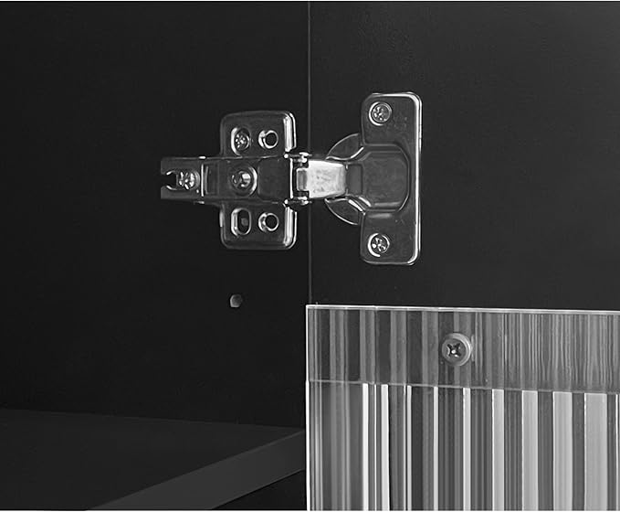 51.1" Rotating Storage Cabinet Sideboard with 2 Doors of Tempered Changhong Glass and 2 Drawers,Wooden Console Table,w/Built-in Shelves & Turntable,for Living Room,Black - LeafyLoom