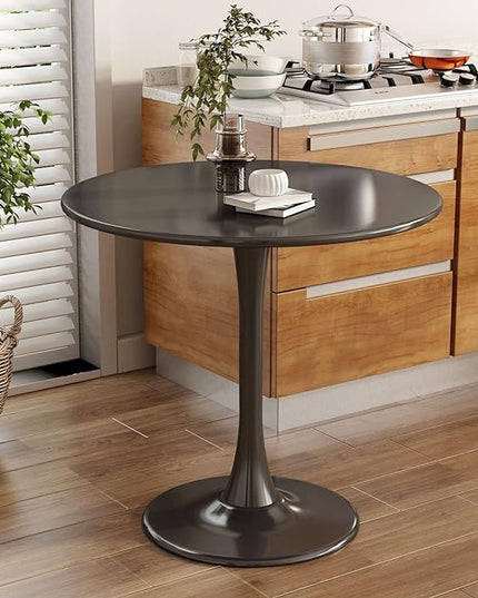 Black Round Table Modern Dining Table Tulip Round Kitchen Table Mid Century Coffee Table for Living Room 24 inch - LeafyLoom