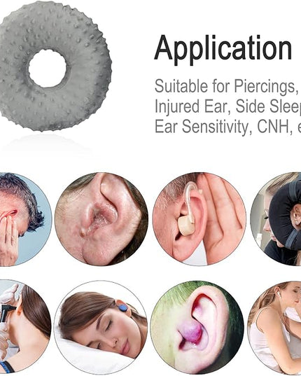 Ear Piercing Pillow for Side Sleeping, CHN Pillow with Hole for Side Sleepers Ear Pain Inflammation Pressure Sores O-Shaped Donut Guard Minky Dot Gray - LeafyLoom