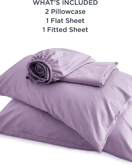 Bedsure California King Sheet Sets, Cooling Sheets, Rayon Derived from Bamboo, Deep Pocket Up to 16", Breathable & Soft Bed Sheets, Hotel Luxury Silky Bedding Sheets & Pillowcases, Lilac - LeafyLoom