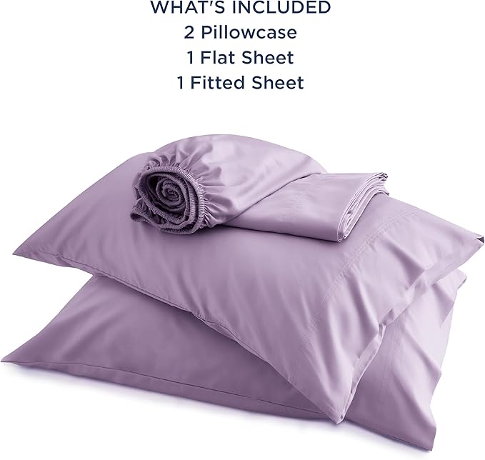 Bedsure California King Sheet Sets, Cooling Sheets, Rayon Derived from Bamboo, Deep Pocket Up to 16", Breathable & Soft Bed Sheets, Hotel Luxury Silky Bedding Sheets & Pillowcases, Lilac - LeafyLoom