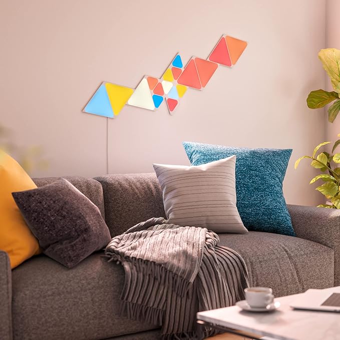 Nanoleaf Shapes Triangles and Mini Triangles WiFi and Thread Smart RGBW LED Dimmable Gaming and Home Decor Wall Lights Smarter Kit (17 Pack) NANOLEAF