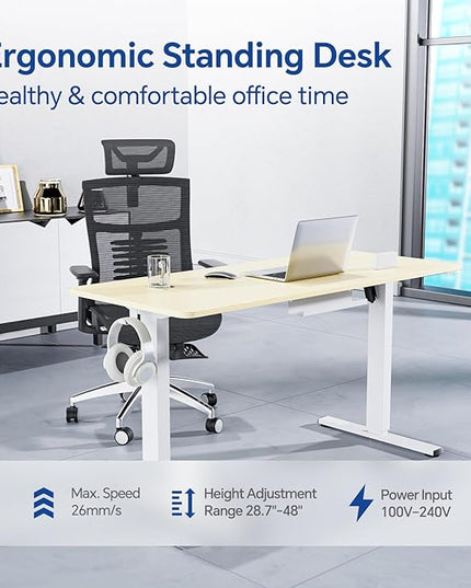 Motorized Standing Desks, Electric Stand Up Desk with Ultra Stable Construction and Cable Management,adjustable Height Desk with Memory Preset Design for Home Office Use 48x24 in Maple - LeafyLoom