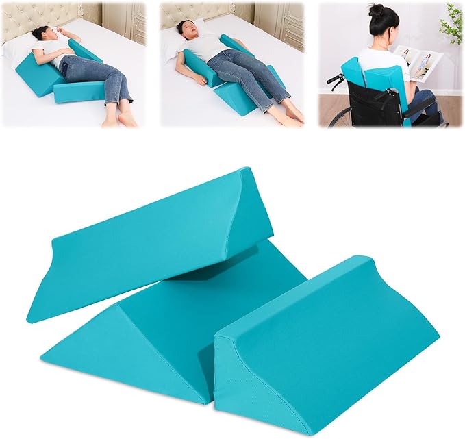 3-in-1 Side Wedge Pillow,Wedge Pillow for Back Pain Relief,Foam Wedges for Positioning in Bed,Positioning Wedges for Bed Sores,Wedge Pillows for Seniors,Caregivers,Side Sleepers,After Surgery - LeafyLoom
