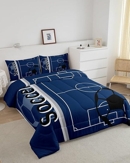 Feelyou Kids Football Comforter Set Twin Size Rugby Sports Bedding Set for Boys Girls Teens Bedroom Decor Soccer Ball Game Comforter Football Lover Duvet Set with 1 Pillow Case - LeafyLoom