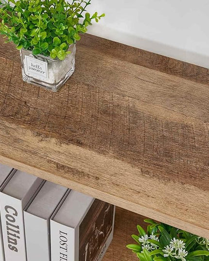 BON AUGURE Industrial 3 Tier Bookshelf, Rustic Small Book Shelves for Small Spaces, Short Wood Metal Etagere Bookcase for Living Room, Bedroom and Office (Vintage Oak) - LeafyLoom