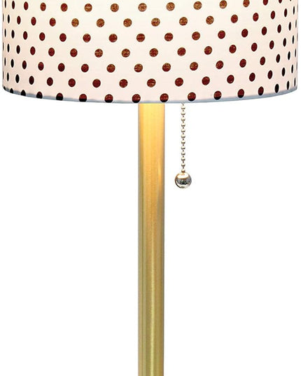 Simple Designs LT1076-GDD Tapered Fabric Drum Shade Table Lamp, Gold and Polka Dot - LeafyLoom