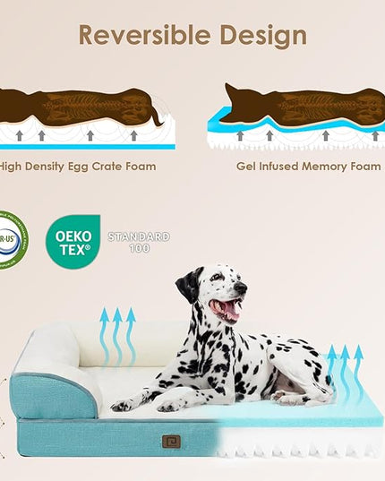 EHEYCIGA Orthopedic Dog Bed for Large Dogs, Waterproof Memory Foam, Turquoise Blue, 35"L x 22"W x 6.5"Th EHEYCIGA