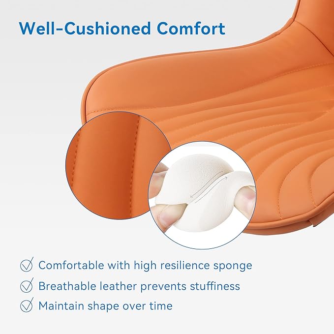 YOUNIKE Office Chair, Armless Desk Chair with Wheels, Home Office Computer Task Chairs, Modern Faux Leather Upholstered Vanity Chair, Adjustable Swivel Office Chairs with Back, Burnt Orange - LeafyLoom