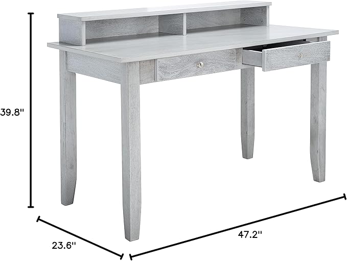SAFAVIEH Home Collection Winsome Dark Grey 2-Drawer Office Living Room Bedroom Study Foyer Writing Desk DSK1402B, 0 - LeafyLoom