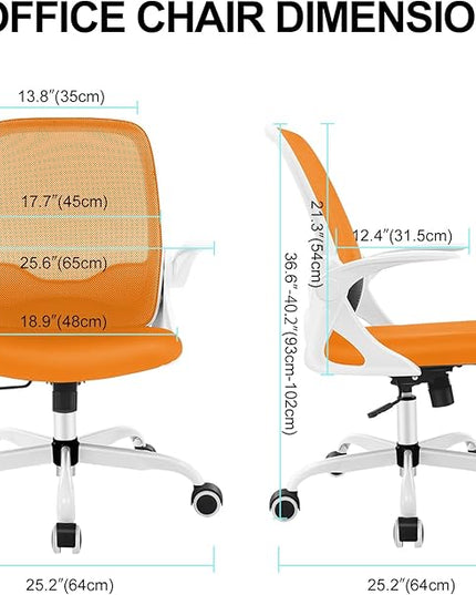 KERDOM Office Chair, Ergonomic Desk Chair, Breathable Mesh Computer Chair, Comfy Swivel Task Chair with Flip-up Armrests and Adjustable Height - LeafyLoom