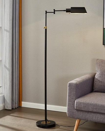 Dimmable LED Pharmacy Floor Lamp for Living Room, Full Range Dimming Bedroom Floor Lamp, Adjustable Height Standing Lamp with 350° Swing Arm - LeafyLoom