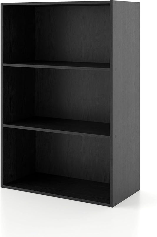 Apexa 3-Tier Cube Storage Organizer Shelves, Stackable Wood Bookcase Fits Cubby Bins for Organization, Dorm Teen Room Decor & Home Office, Black - LeafyLoom