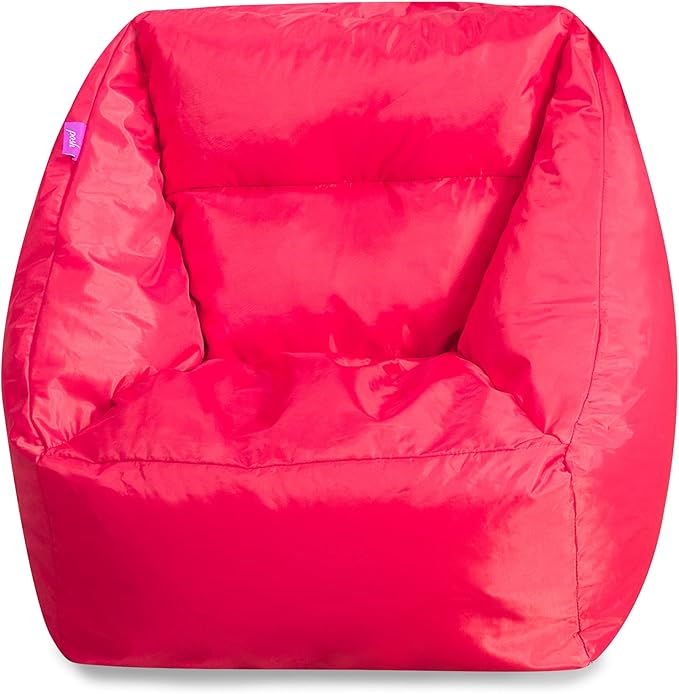 Posh Creations Structured Comfy Seat for Playrooms and Bedrooms, Large Bean Bag Chair, Coronado Chair, Red - LeafyLoom
