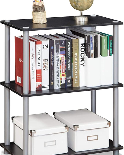 Furinno Turn-N-Tube Display Rack, 3-Tier Single, Black/Grey - LeafyLoom