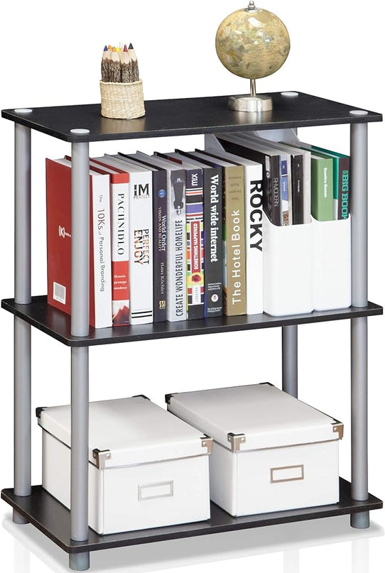 Furinno Turn-N-Tube Display Rack, 3-Tier Single, Black/Grey - LeafyLoom