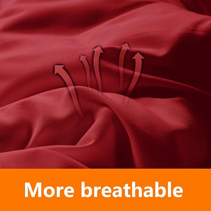 Full Size Comforter Set - 3 Pieces, 1 Reversible Comforter and 2 Pillowcases,Soft Quilted Warm Fluffy Cooling Bedding for All Season,Red - LeafyLoom