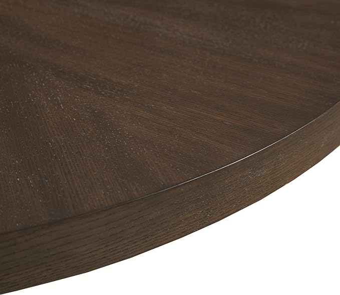 Martha Stewart Sadie Round Wood Coffee Table with Starburst Pattern Top Simple Pedestal Stand, Circular Contemporary Modern Accent Furniture for Living Room Decor, 0 - LeafyLoom