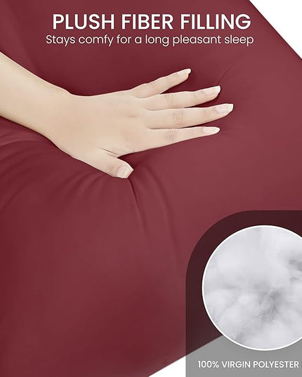 Utopia Bedding Full Body Pillow for Adults (Burgundy, 20 x 54 Inch, Pack of 06) Long Pillow for Sleeping, Large Pillow Insert for Side Sleepers - LeafyLoom