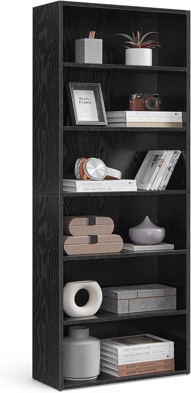 VASAGLE Bookshelf, 23.6 Inches Wide, 6-Tier Open Bookcase with Adjustable Storage Shelves, Floor Standing Unit, Ebony Black ULBC166T56 - LeafyLoom