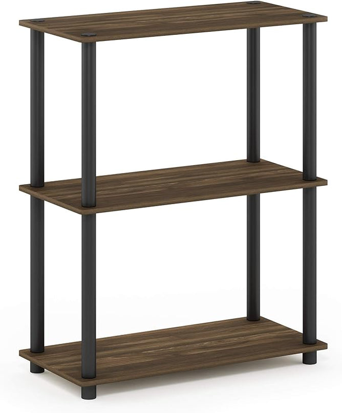 Furinno Turn-N-Tube 3-Tier Compact Multipurpose Shelf Display Rack, Columbia Walnut/Black - LeafyLoom