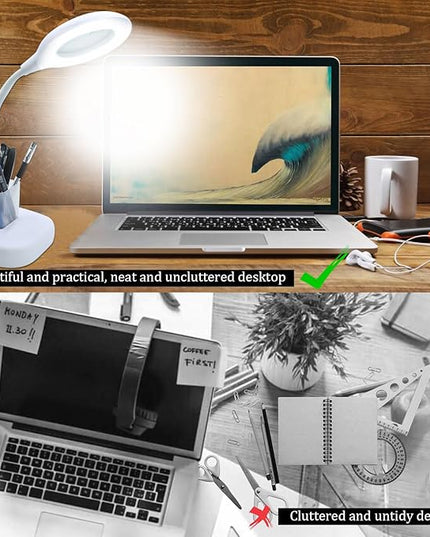 5X Magnifying Glass Lamp, 2-in-1 Magnifier Light, 36 Beads Desk Lighted and 10X Magnifiers Lamps Flexible Gooseneck Stand LED Desk Magnifiers Glass with Light Hands Free for Craft Reading - LeafyLoom