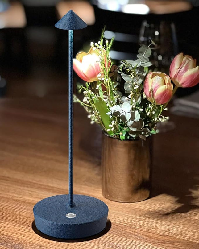 Cordless Table Lamps Rechargeable, 6000mAh Battery Operated LED Desk Lamp Outdoor Waterproof Portable Touch Dimmable Table Light for Patio Restaurant Dining Home Blue - LeafyLoom