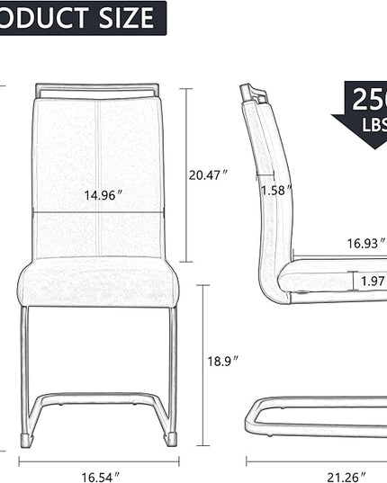 Dining Chairs Set, Kitchen Modern Metal Chairs with Faux Leather Padded Seat High Back and Sturdy Chrome Legs, Chairs for Dining Room (White, Set of 8) - LeafyLoom